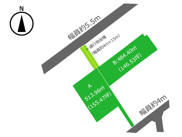 西軽井沢 平坦で明るい旗竿地 2区画