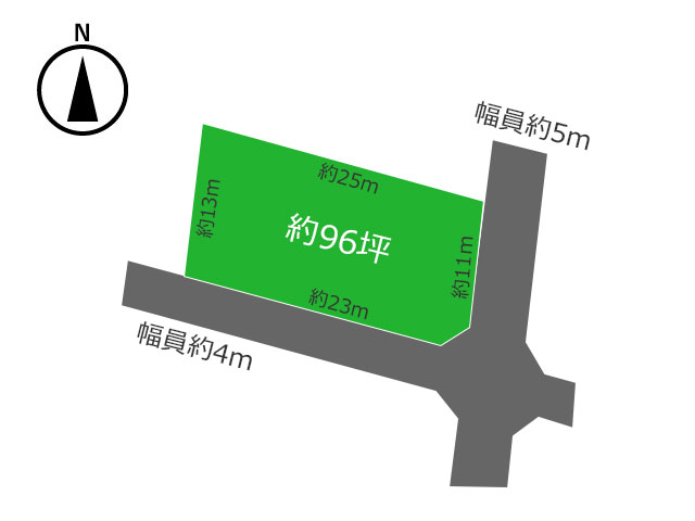 向原 余白のある96坪角地